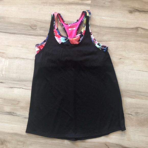 MASSIVE $10 SALE Old Navy Black Tank Top with Floral Accents - Picture 1 of 5
